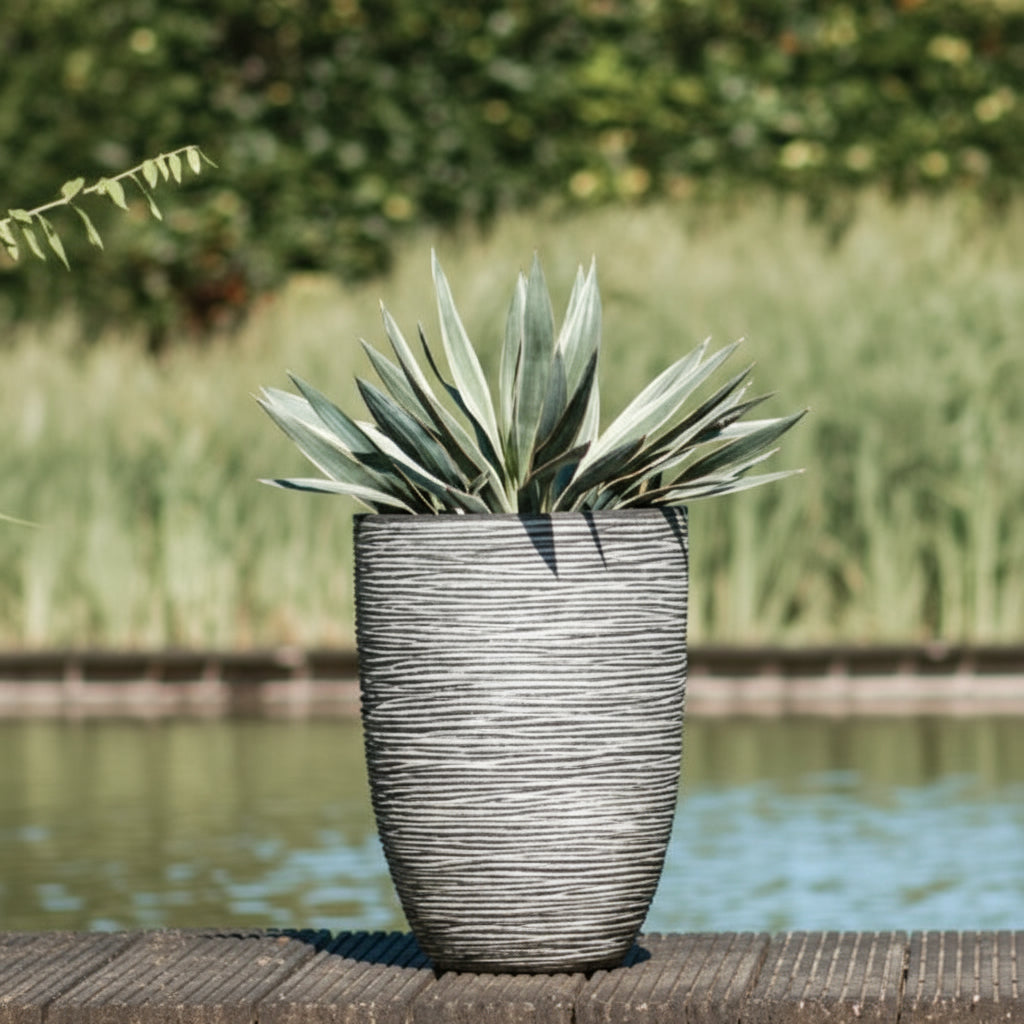 KAP Ribbed Conica 58cm x 33cm - بني/رمادي