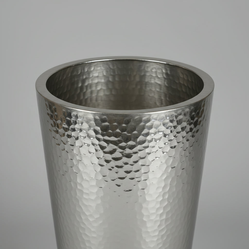 أصيص ألومنيوم مخروطي مطروق - فضي