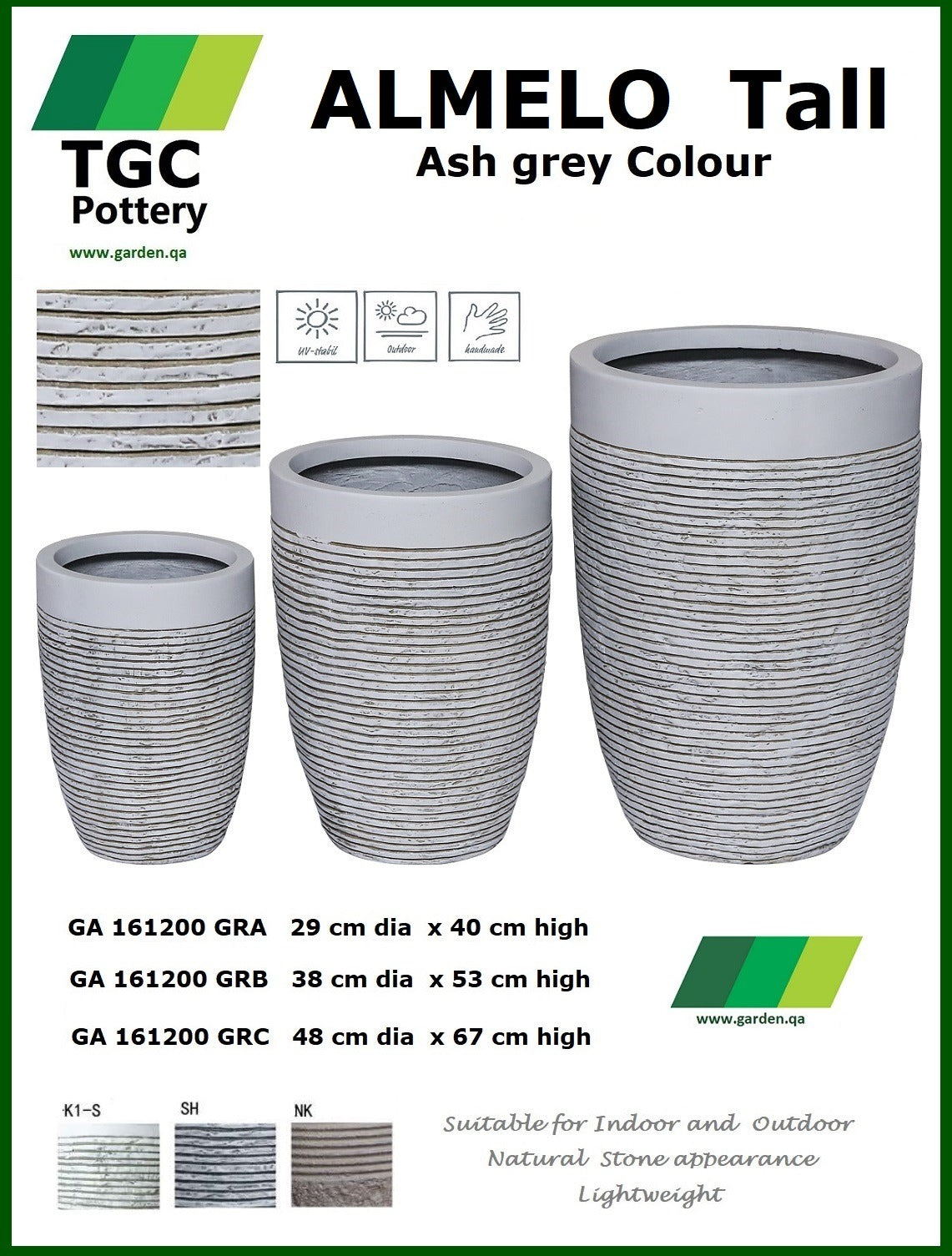 TGC Fibreclay Almelo Tall Planter - THE GARDEN CENTRE