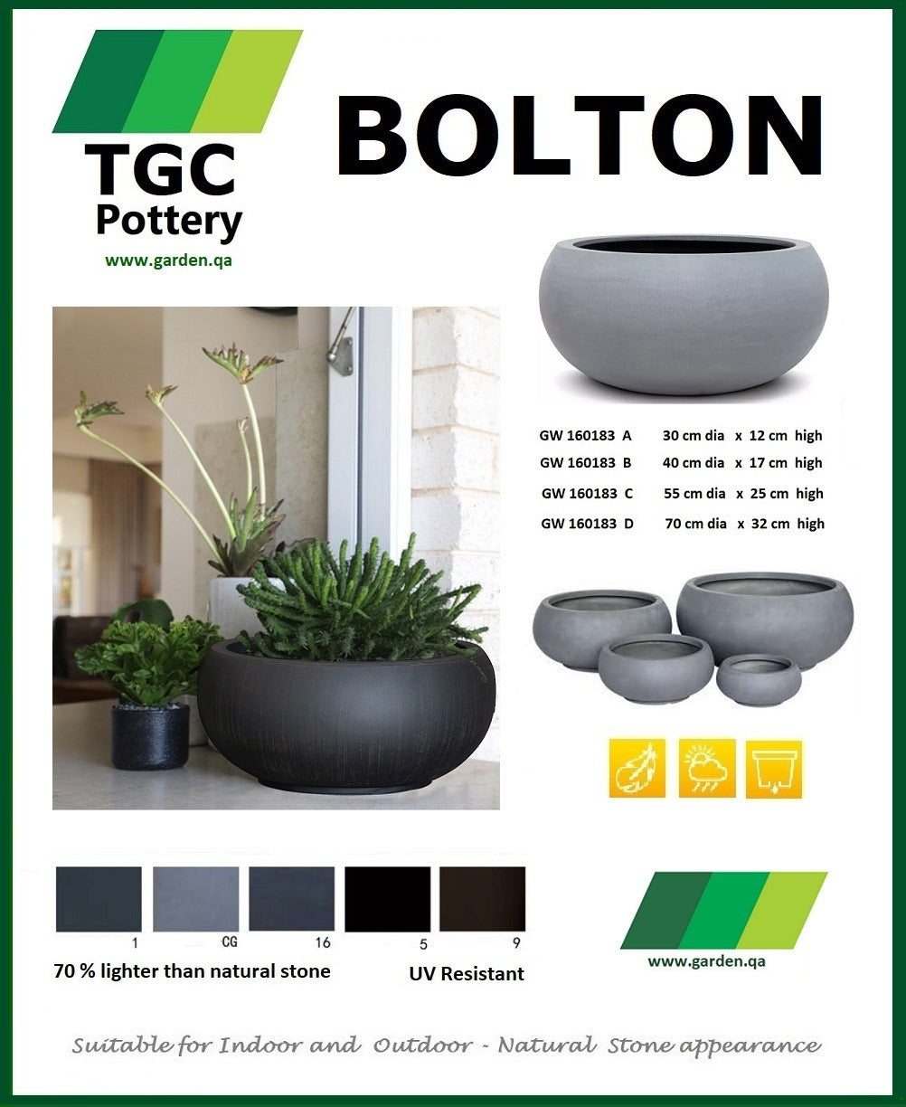 Bolton Shallow Planter-Black