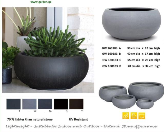 Bolton Shallow Planter-Black