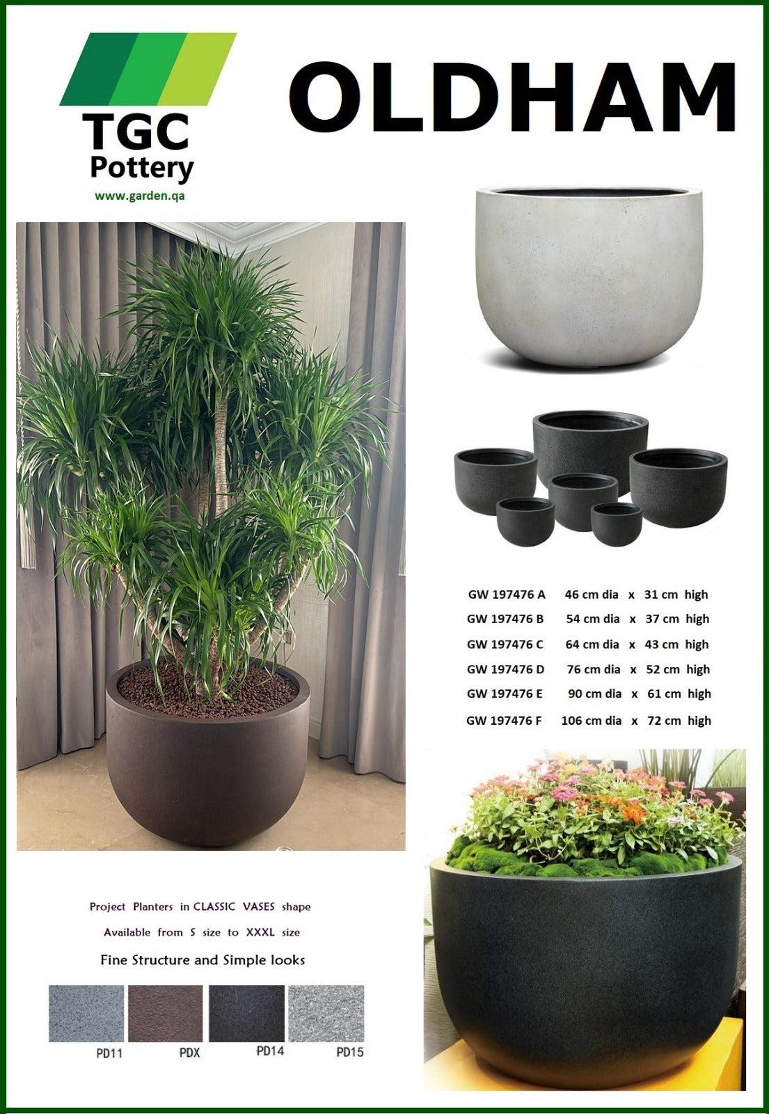 OLDAHAM Shallow Planter -Brown