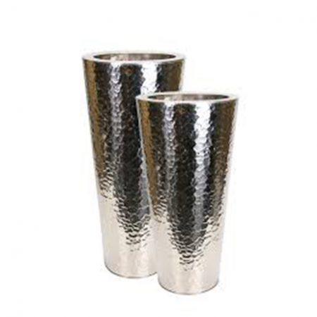 Aluminum Conica Hammered Planter - Silver - THE GARDEN CENTRE