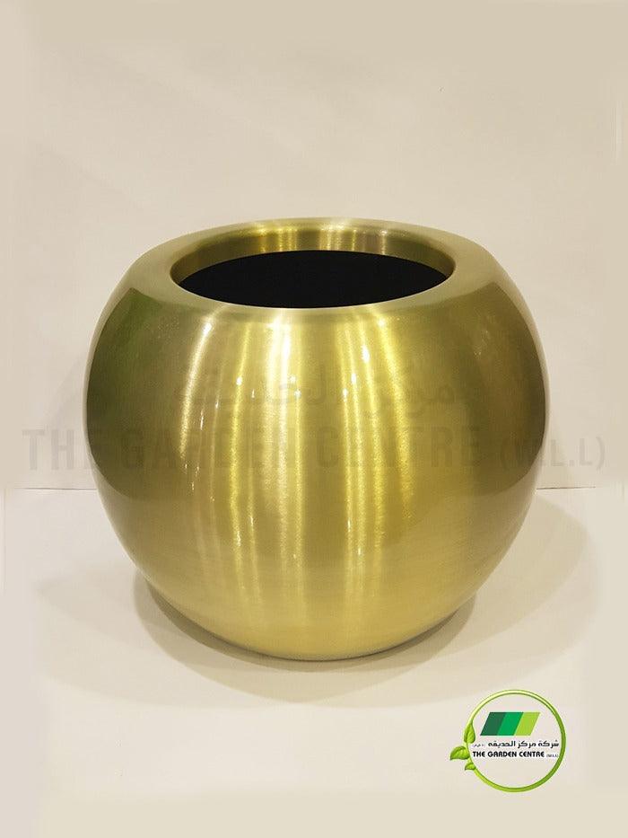 Aluminum Globe Planter 50cm x 40cm - Gold &amp; Chrome - THE GARDEN CENTRE