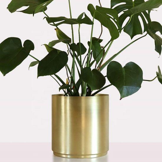 Aluminum Round Planter - Full Gold - THE GARDEN CENTRE
