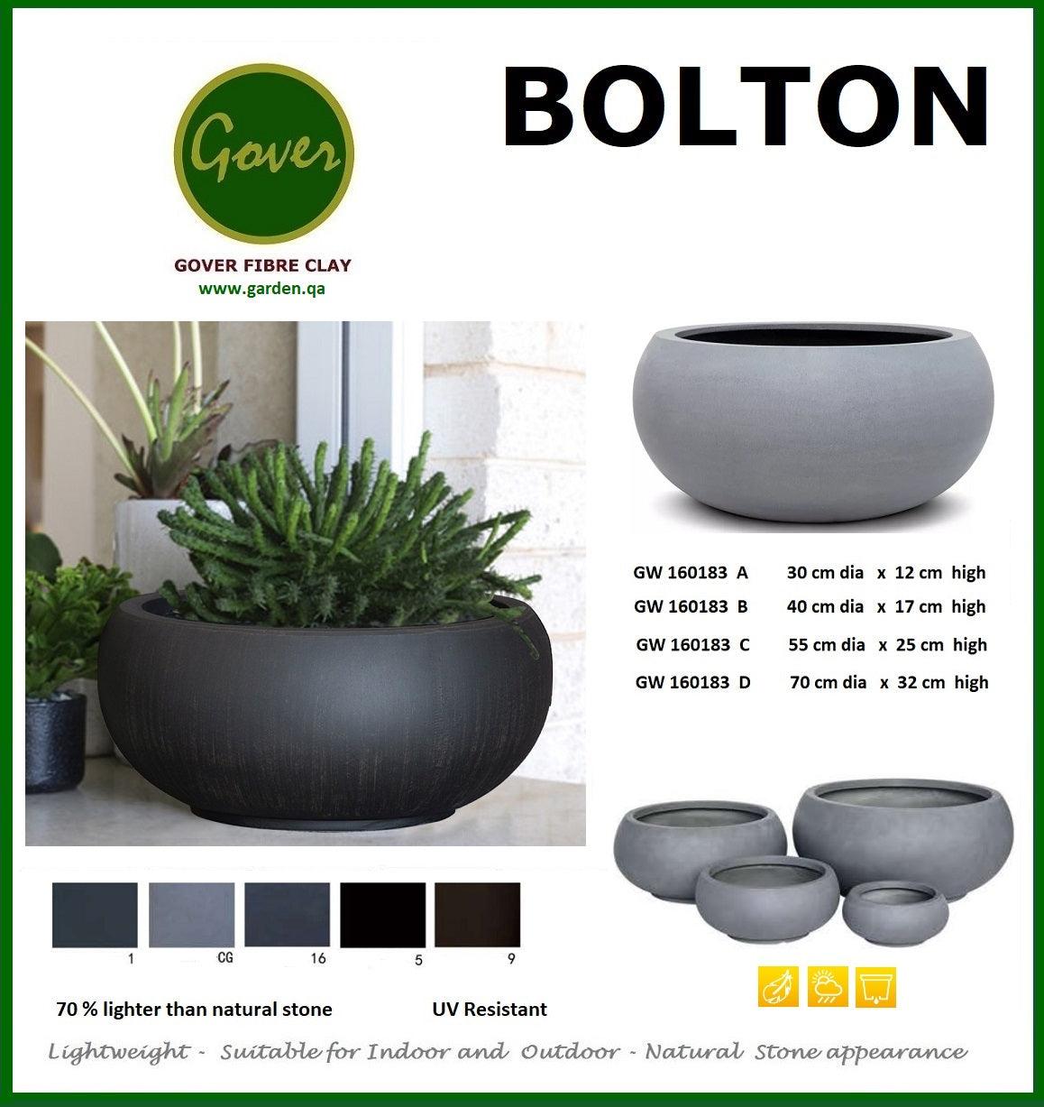 Bolton Shallow Planter-Black - THE GARDEN CENTRE