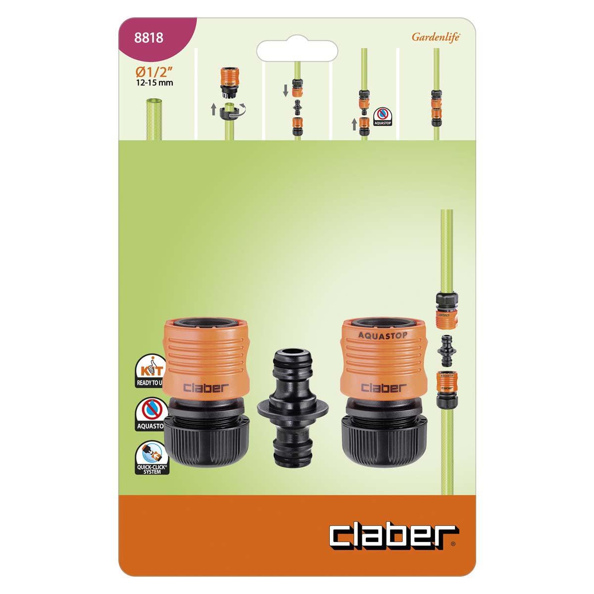 Claber Automatic Coupling + Stop 1/2"(2 Pk)-8602 - THE GARDEN CENTRE