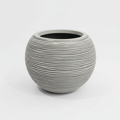KAP Ribbed GLOBE Planter 40cm x 32cm -Grey