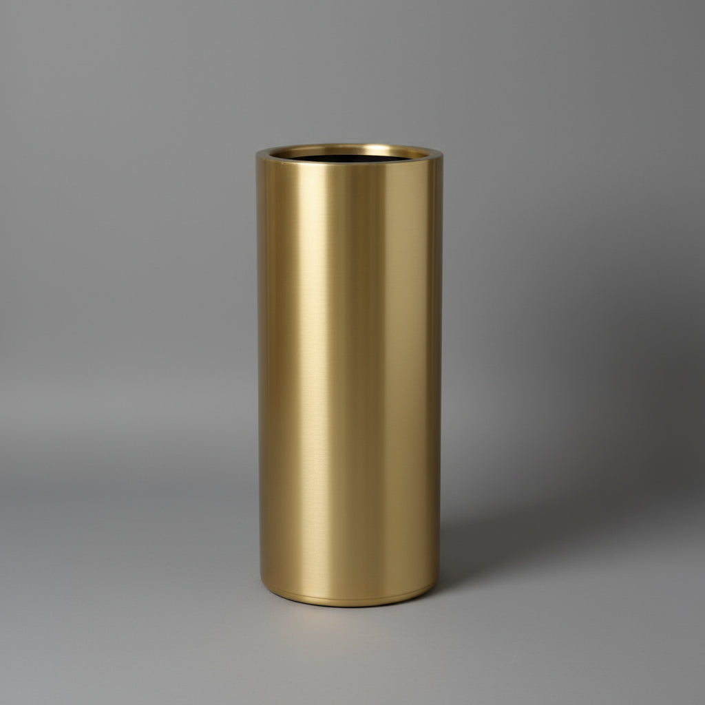 Aluminum Cylindro with LIP Planter - Gold & Chrome - THE GARDEN CENTRE
