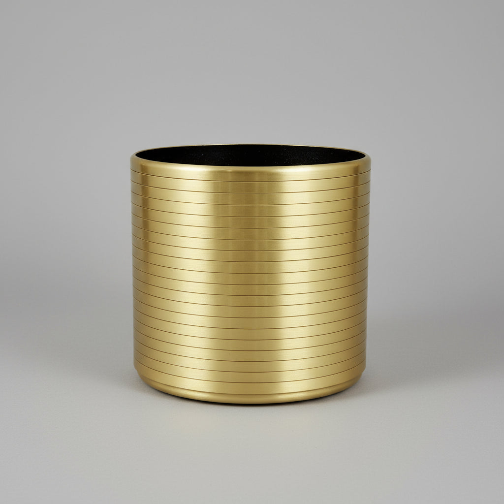 Aluminum Ribbed Planter - Full Gold - THE GARDEN CENTRE