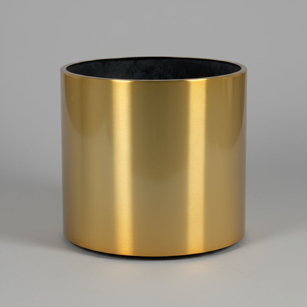 Aluminum Round Planter - Full Gold - THE GARDEN CENTRE