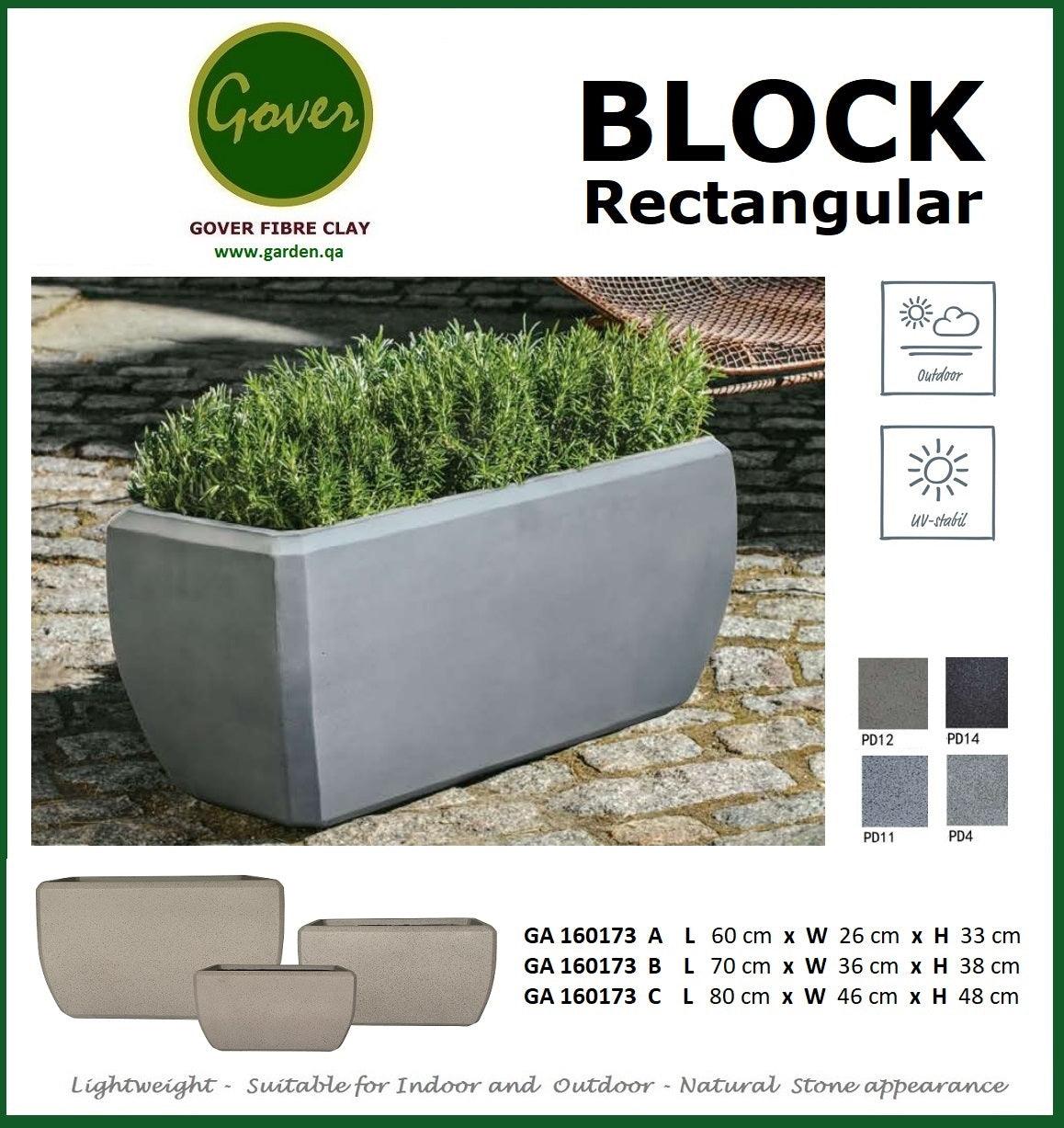 Gover Fibre clay Block Rectangular Planter - THE GARDEN CENTRE