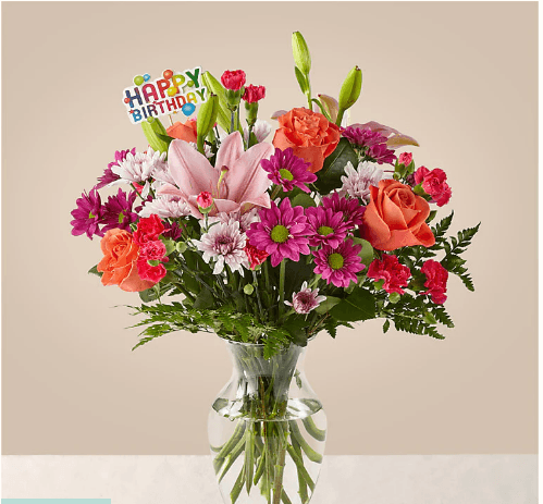 Light of My Life Bouquet & Happy Birthday Topper - THE GARDEN CENTRE