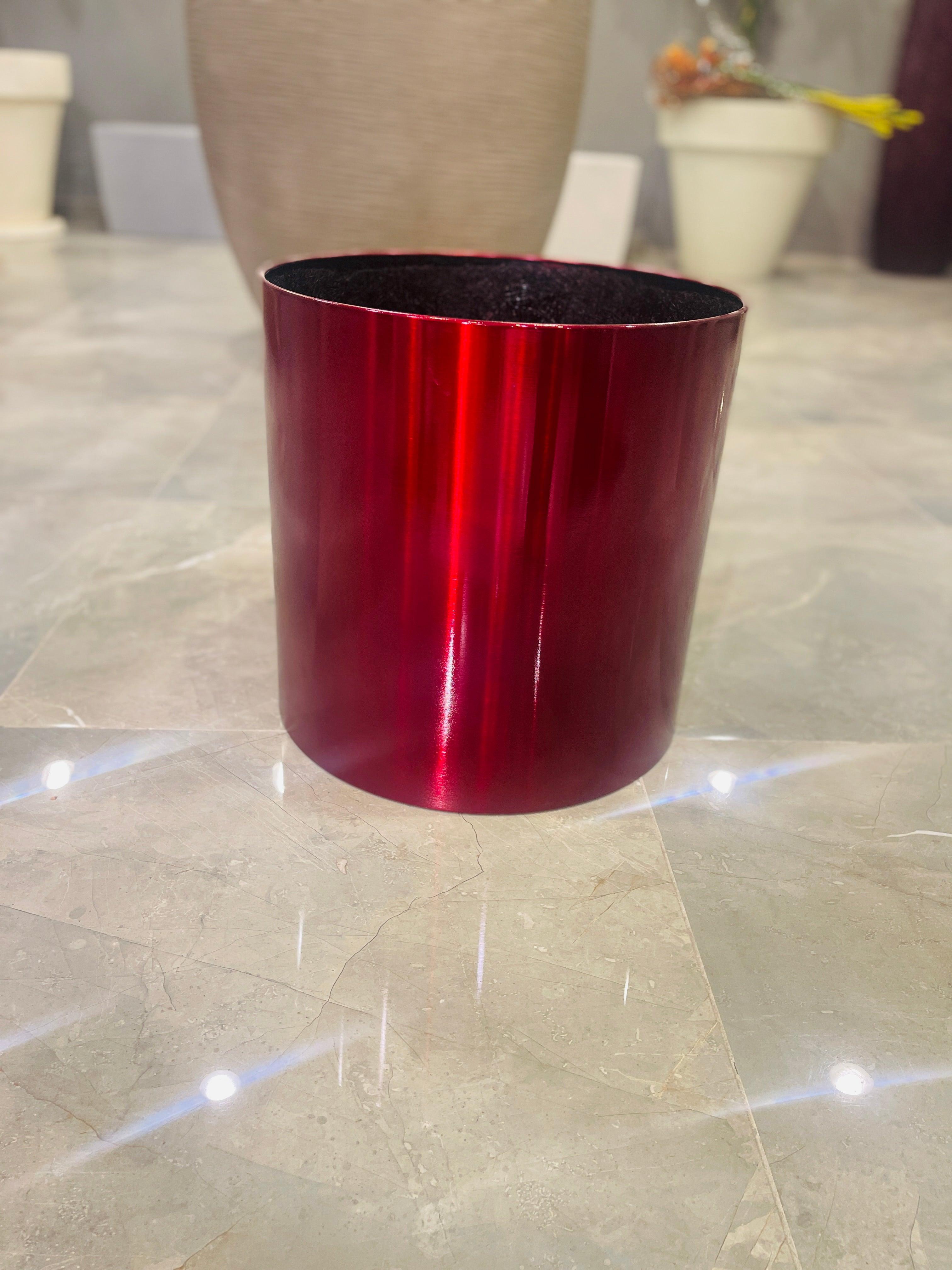 Stainless Steel Planter - Classic Cylinder(Wine Red) - THE GARDEN CENTRE