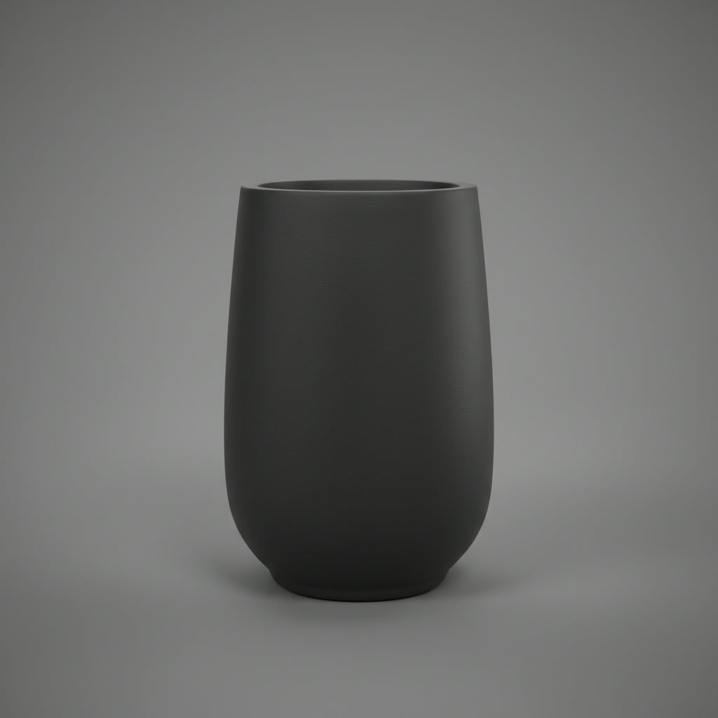 Lanark Tall Planter - Satin Black - THE GARDEN CENTRE