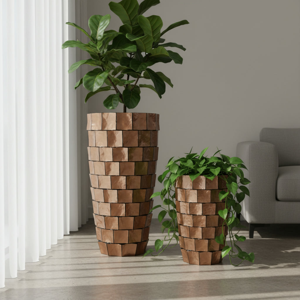 MOP Fiberglass  Conica Planters 35cmx 70cm high