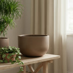 OLDAHAM Shallow Planter -Brown - THE GARDEN CENTRE