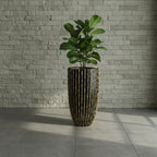 Black & Gold Ribbed Pot