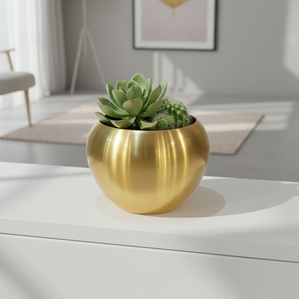 Aluminum Micro Globe  Planter 15cm x 15cm - Gold