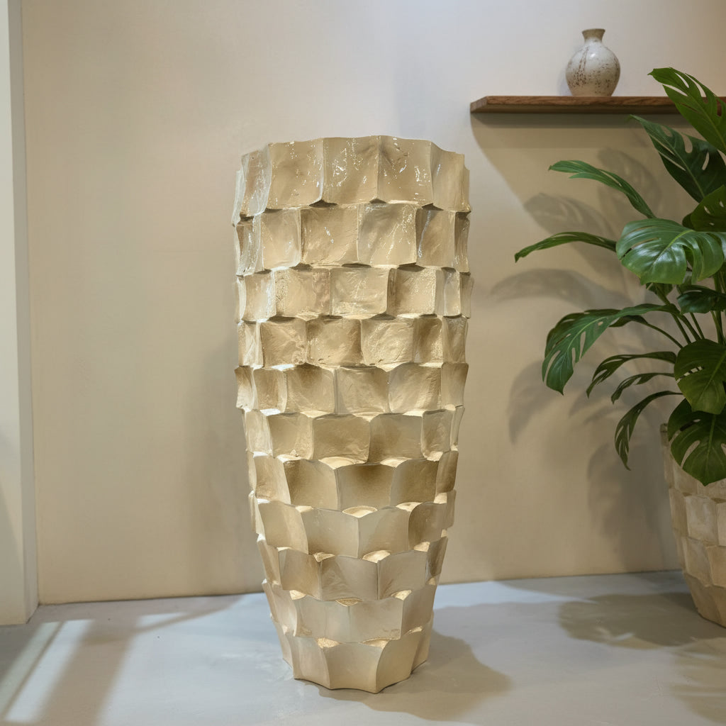 MOP Fiberglass  Conica Planters 35cmx 70cm high