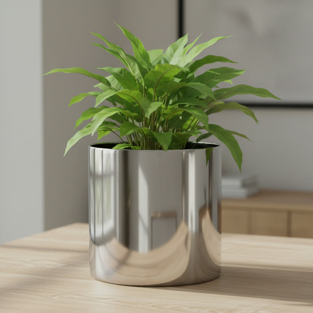 Stainless Steel Planters-Classic Cylinder(Mirror Finish) - THE GARDEN CENTRE