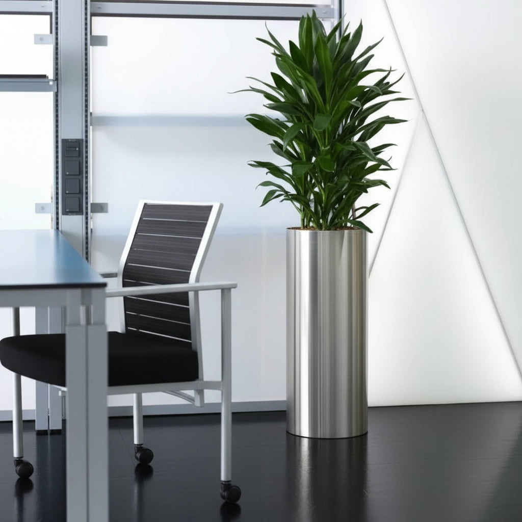 Classic Stainless Steel Pot Tall. - THE GARDEN CENTRE