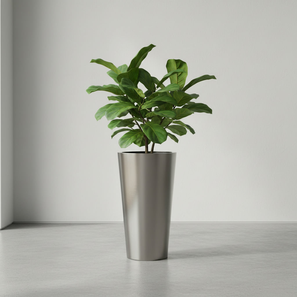 وعاء زراعة كلاسيكي من الفولاذ المقاوم للصدأ - لمسة نهائية من الساتان