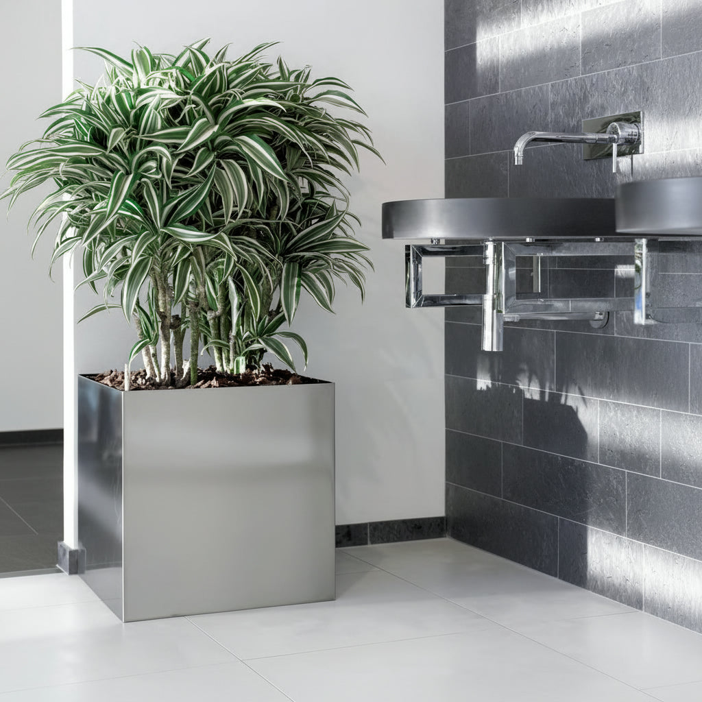 Square Pot Stainless Steel - THE GARDEN CENTRE