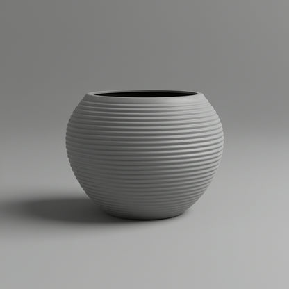 KAP Ribbed GLOBE Planter 40cm x 32cm -Grey