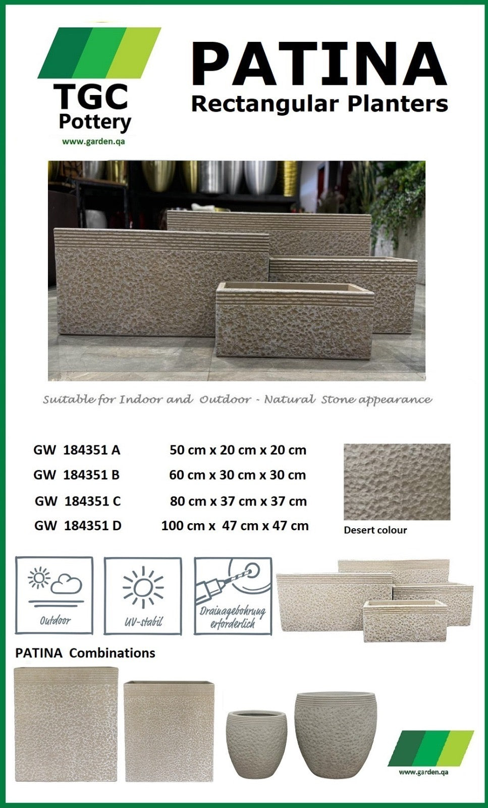 TGC Patina Rectangular Planters