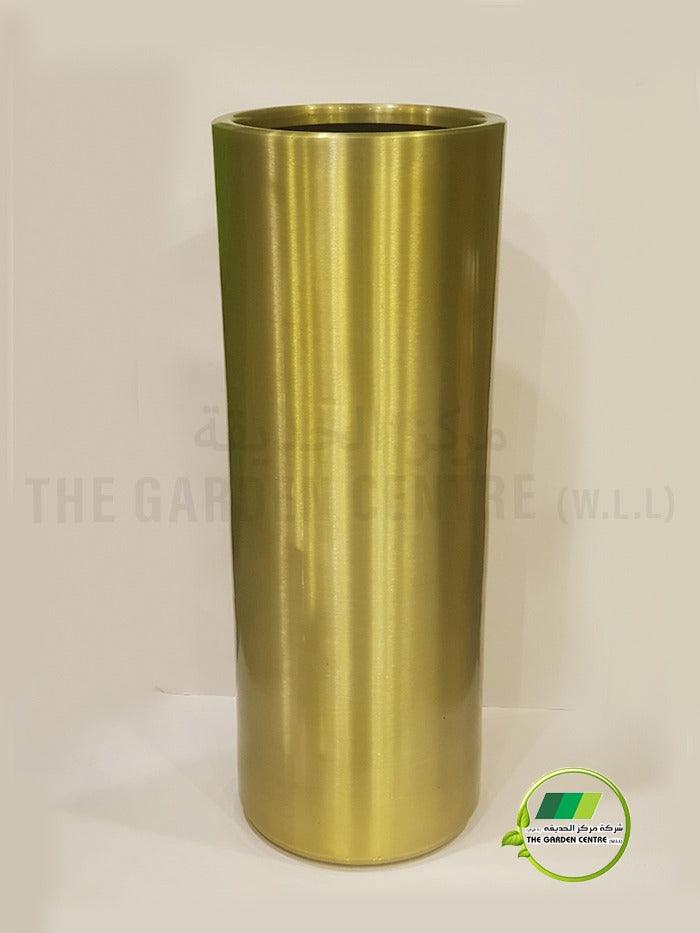 Aluminum Cylindro with LIP Planter - Gold &amp; Chrome - THE GARDEN CENTRE
