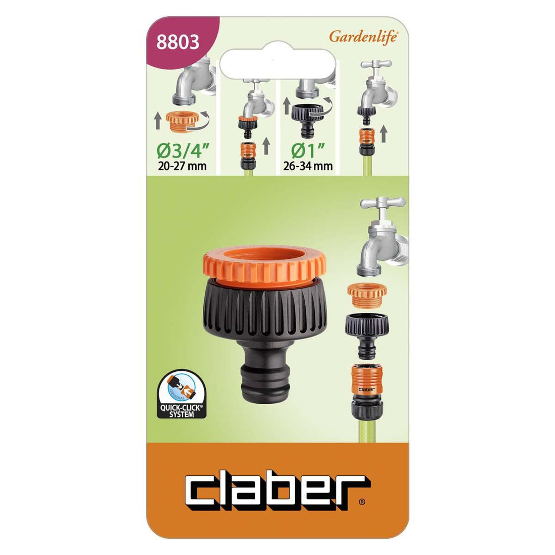 Claber Multi Threaded Tap Connector 1&quot;-8803 - THE GARDEN CENTRE