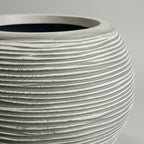 KAP Ribbed GLOBE Planter 40cm x 32cm -Grey - THE GARDEN CENTRE