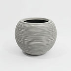 KAP Ribbed GLOBE Planter 40cm x 32cm -Grey - THE GARDEN CENTRE