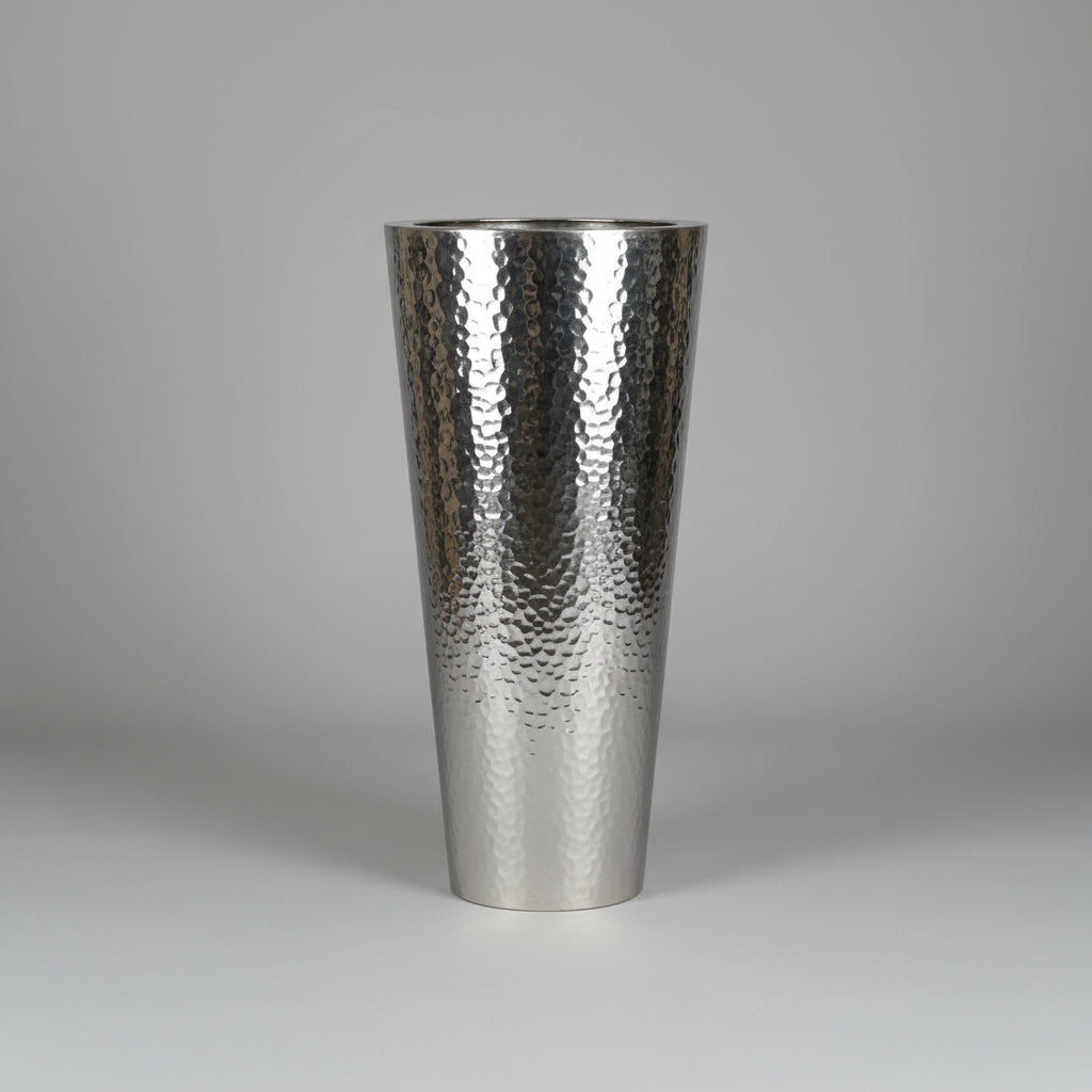 أصيص ألومنيوم مخروطي مطروق - فضي