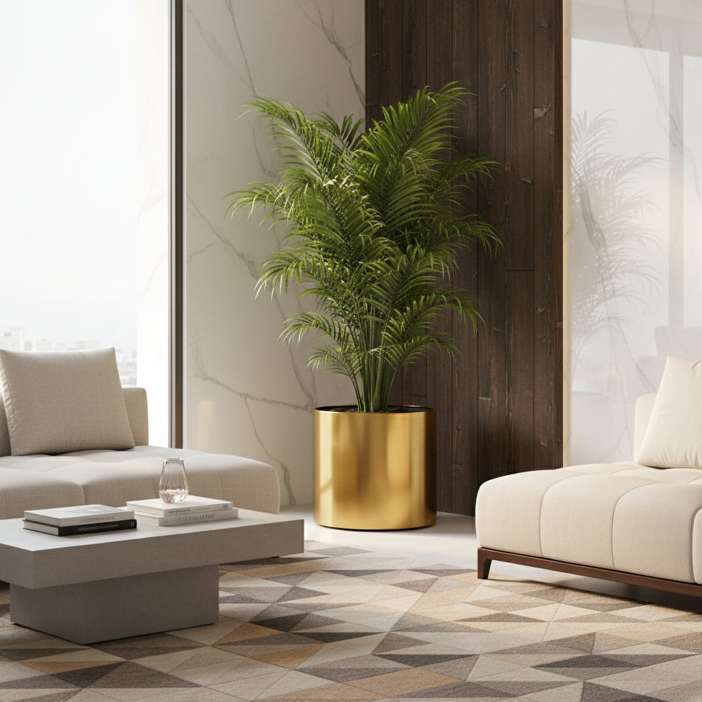 Aluminum Round Planter - Full Gold - THE GARDEN CENTRE