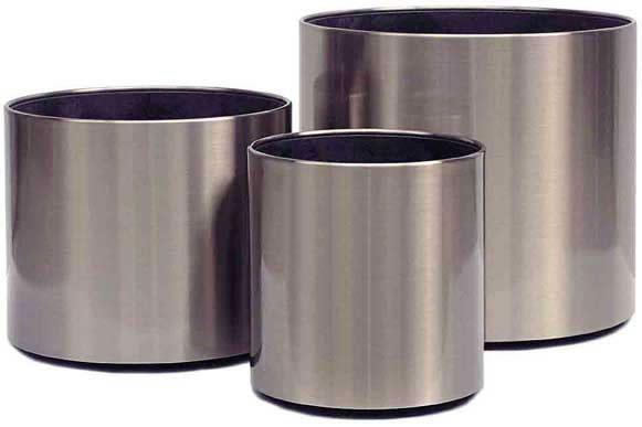 Stainless Steel Planter -Classic Cylinder (Satin Finish) - THE GARDEN CENTRE